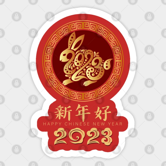 Happy Chinese New Year 2023 - Year Of The Rabbit Men Women Sticker by Gendon Design